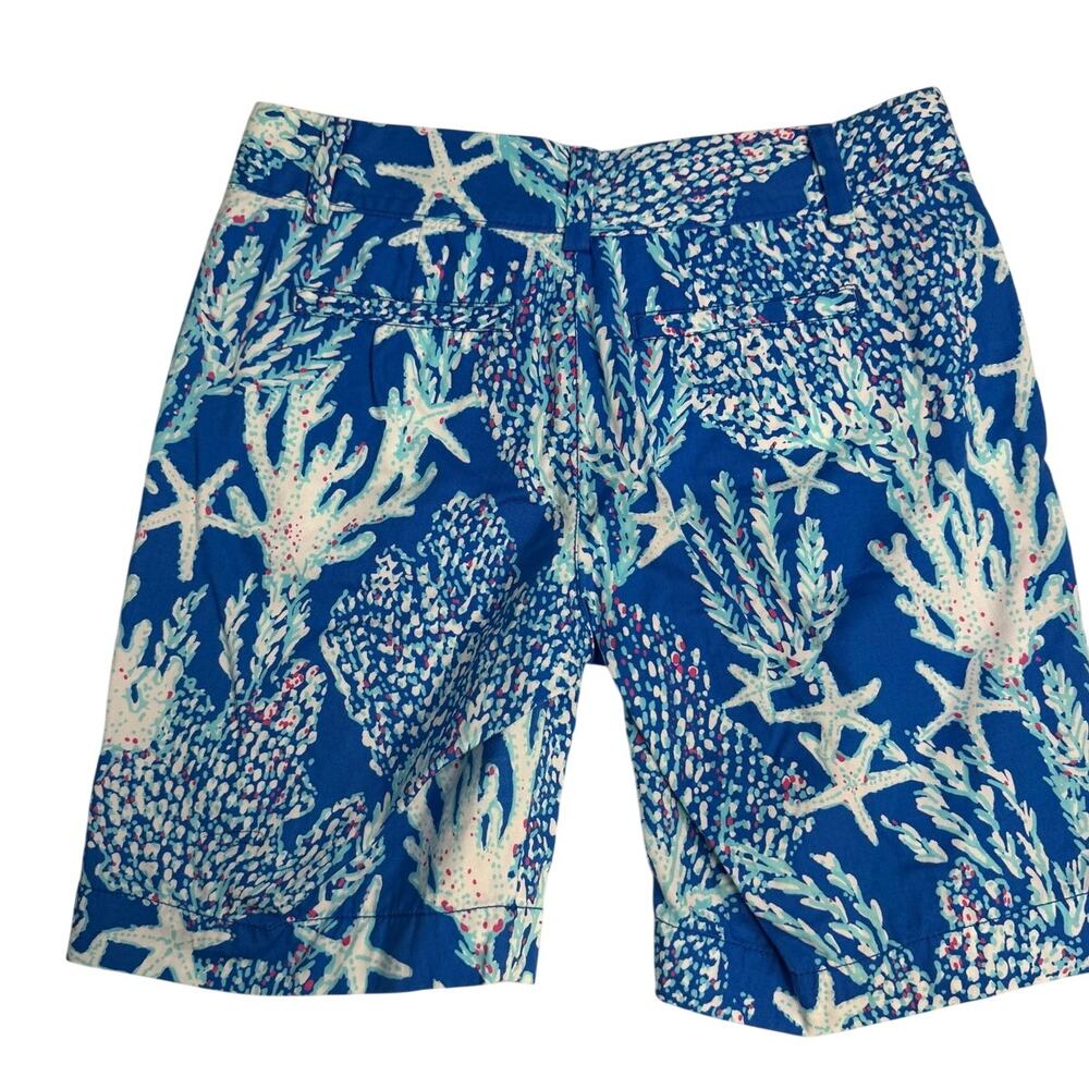 Lilly Pulitzer Chipper Shorts Size 4 Blue Coral Starfish Coastal Print Reef - Picture 4 of 13